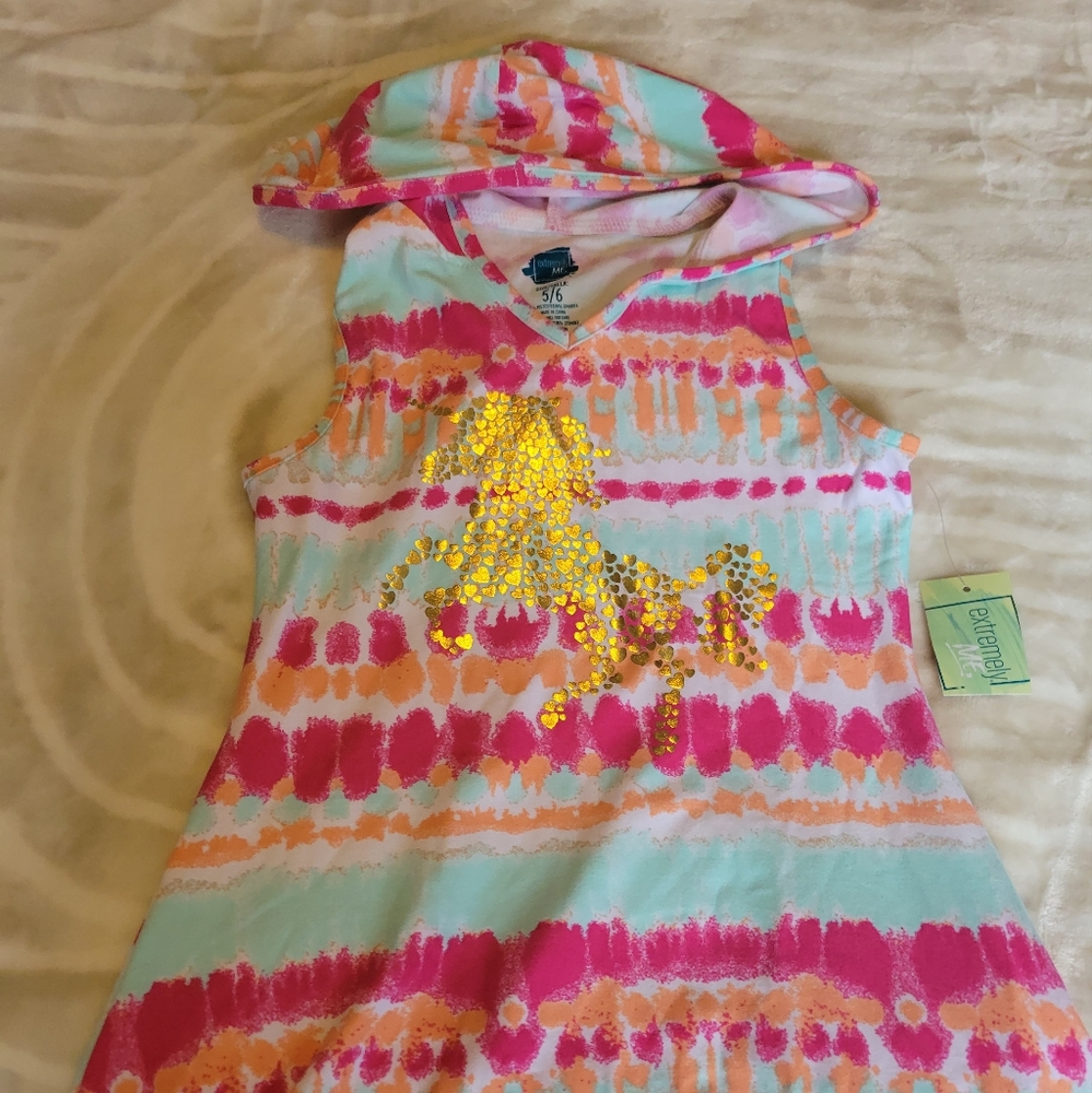 NWT Extreme Girls Pink Tie Dyed Swim Cover-up/ Dress 5/6